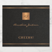 Zwart goud gepersonaliseerde initialen naam script likeurfles etiket (Enkel label)