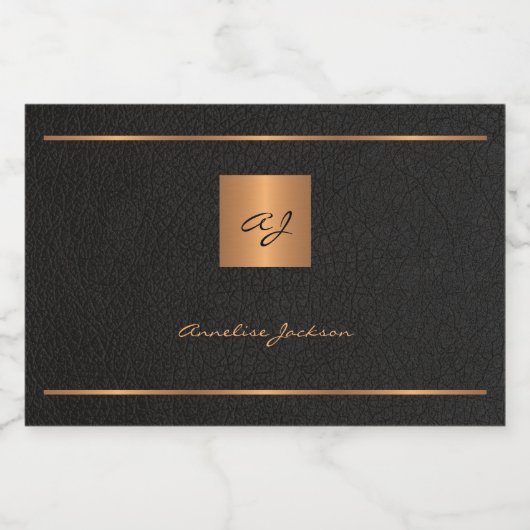 Zwart goud gepersonaliseerde initialen naam script likeurfles etiket (Enkel label)