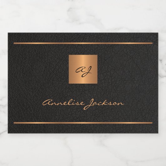 Zwart goud gepersonaliseerde initialen naam script sparkling wijnetiket (Enkel label)