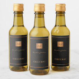 Zwart goud gepersonaliseerde initialen naam script wijn etiket