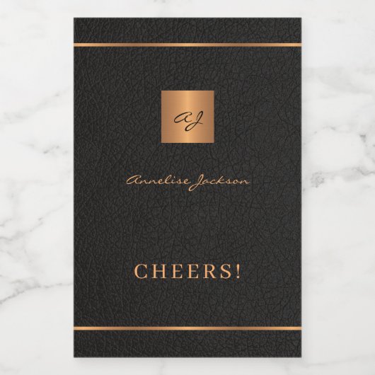 Zwart goud gepersonaliseerde initialen naam script wijn etiket (Enkel label)