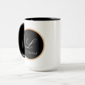 Zwart & Goud Gepersonaliseerde Initiële Naam Logo Mok (Voorkant links)