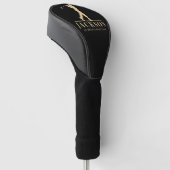 Zwart Goud Gepersonaliseerde Monogram Golf Swing Golfheadcover (Schuin)