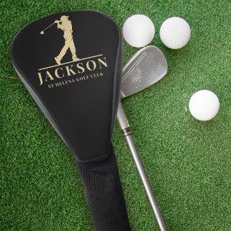 Zwart Goud Gepersonaliseerde Monogram Golf Swing Golfheadcover