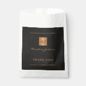 Zwart goud gepersonaliseerde monogram naam script bedankzakje (Voorkant)