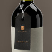 Zwart goud gepersonaliseerde monogram naam script cadeaulabel