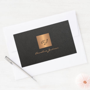 Zwart goud gepersonaliseerde monogram scriptnaam rechthoekige sticker