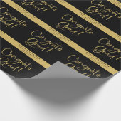 Zwart Goud Gepersonaliseerde Naam Congrats Afstude Cadeaupapier (Hoek)
