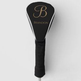 Zwart Goud Gepersonaliseerde Naam en Monogram Golfheadcover