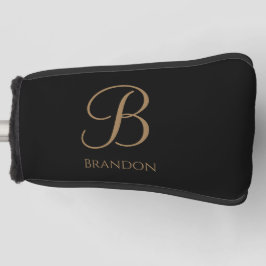 Zwart Goud Gepersonaliseerde Naam en Monogram Golfheadcover