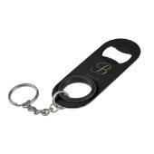 Zwart Goud Gepersonaliseerde Naam en Monogram Mini Flessenopener (Voorkant Gekanteld)