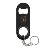 Zwart Goud Gepersonaliseerde Naam en Monogram Mini Flessenopener (Achterkant)