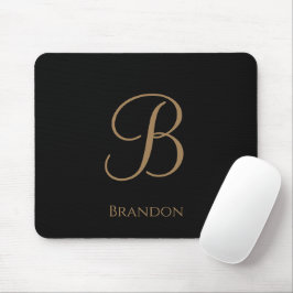 Zwart Goud Gepersonaliseerde Naam en Monogram Muismat