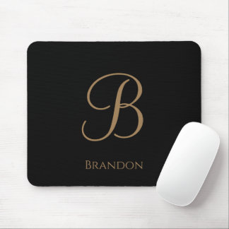 Zwart Goud Gepersonaliseerde Naam en Monogram Muismat