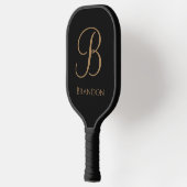 Zwart Goud Gepersonaliseerde Naam en Monogram Pickleball Paddle (Links)