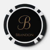 Zwart Goud Gepersonaliseerde Naam en Monogram Poker Chips (Achterkant)