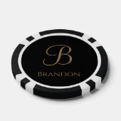 Zwart Goud Gepersonaliseerde Naam en Monogram Poker Chips (Enkel)