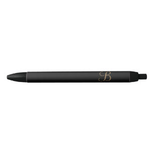 Zwart Goud Gepersonaliseerde Naam en Monogram Zwarte Inkt Pen