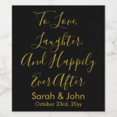 Zwart Goud Gepersonaliseerde Script Wedding Recept Wijn Etiket (Enkel label)