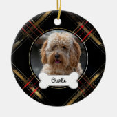 Zwart Goud Geplaagd Custom Pet Puppy Dog Foto Keramisch Ornament (Voorkant)
