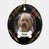 Zwart Goud Geplaagd Custom Pet Puppy Dog Foto Keramisch Ornament (Links)