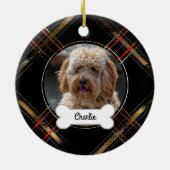 Zwart Goud Geplaagd Custom Pet Puppy Dog Foto Keramisch Ornament (Achterkant)