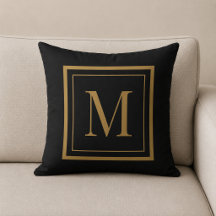 Zwart&Goud Gespekt Monogram Kussen