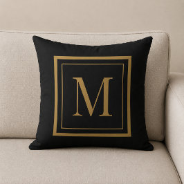 Zwart&Goud Gespekt Monogram Kussen