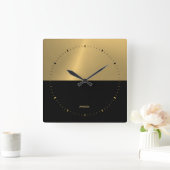 Zwart & Goud Gesplitst het Scherm Geometrisch Ontw Vierkante Klok (Huis)