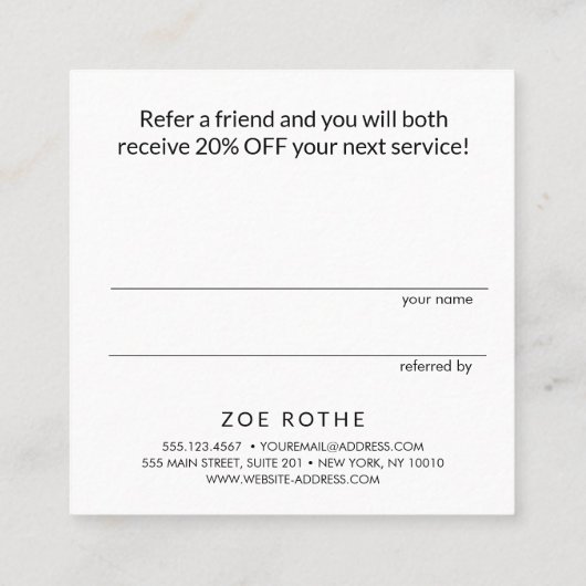 Zwart Goud Gestreept Verwijs een Vriend Aanbevelingskaartje (Achterkant)