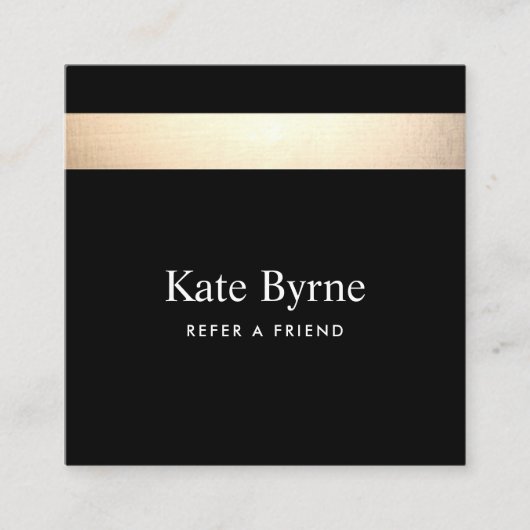 Zwart Goud Gestreept Verwijs een Vriend Aanbevelingskaartje (Voorkant)