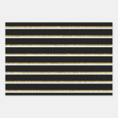 Zwart Goud Gestreepte Verpakking Papier Blad Set v Inpakpapier Vel (Voorkant 3)