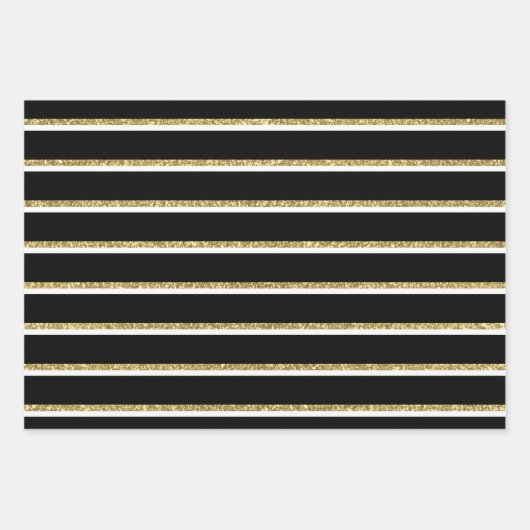 Zwart Goud Gestreepte Verpakking Papier Blad Set v Inpakpapier Vel (Voorkant 3)