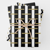 Zwart Goud Gestreepte Verpakking Papier Blad Set v Inpakpapier Vel (In situ)