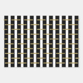 Zwart Goud Gestreepte Verpakking Papier Blad Set v Inpakpapier Vel (Voorkant)