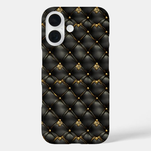 Zwart goud gewatteerd lederen patroon Case-Mate iPhone case (Achterkant)