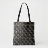 Zwart goud gewatteerd lederen patroon tote bag (Voorkant)