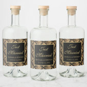 Zwart Goud Gewoon Getrouwd Art Deco Gatsby Bruilof Likeurfles Etiket (Flessen)