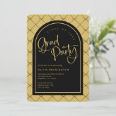Zwart Goud Girly Bows Patroon Afstuderen Party Kaart (Staand voorkant)