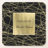 Zwart Goud Glam Abstract Bruiloftsborrel Kartonnen Onderzetters (Voorkant)