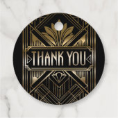 Zwart & Goud Glam Art Deco Bruiloft Bedankjes Labels (Achterkant)