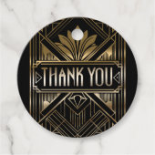 Zwart & Goud Glam Art Deco Bruiloft Bedankjes Labels (Voorkant)