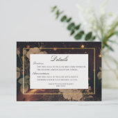 Zwart & Goud  Glam Bloemen Details Informatiekaartje (Staand voorkant)