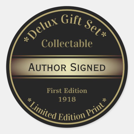 Zwart Goud Glam Gesigneerd Ronde Sticker (Voorkant)