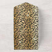 Zwart Goud Glam Glitter Luipaard All In One Uitnodiging (Buitenkant)