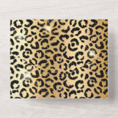 Zwart Goud Glam Glitter Luipaard All In One Uitnodiging (Achterkant)