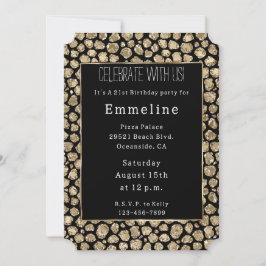 Zwart Goud Glam Glitter Luipaard Kaart