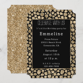 Zwart Goud Glam Glitter Luipaard Kaart