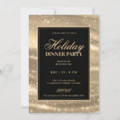Zwart & Goud Glam Lovertjes Feestelijke Dinnerpart Kaart (Voorkant)