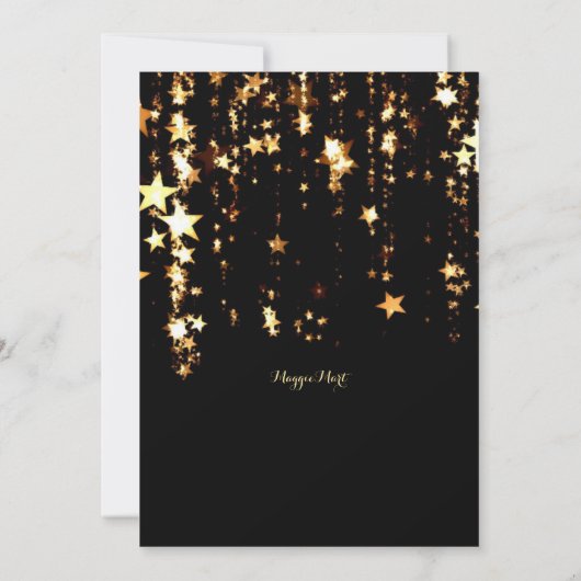 Zwart Goud Glamour Oudejaarsavond Feest Kaart (Achterkant)